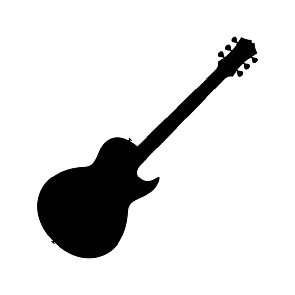 Elektro Bas Gitar Ikonu Siyah Gitar Silueti Müzik Aleti Simgesi — Stok Vektör