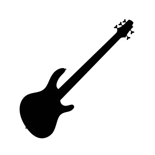 Bass Ikone Schwarze Silhouette Der Gitarre Musikinstrument Ikone Isoliert Vektorillustration — Stockvektor