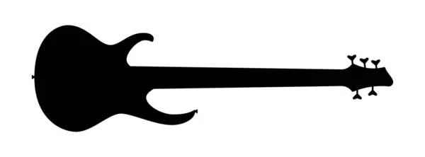 Bass Ikone Schwarze Silhouette Der Gitarre Musikinstrument Ikone Isoliert Vektorillustration — Stockvektor