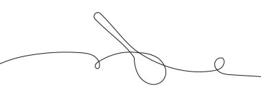 Kaşık hattı arkaplanı. Sürekli bir kaşık çizimi. Vektör çizimi. Kaşık satırı simgesi.