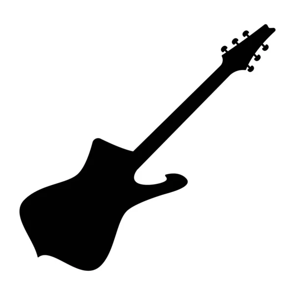 Icône Guitare Basse Électrique Silhouette Noire Guitare Icône Instrument Musique — Image vectorielle