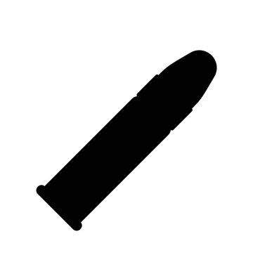 Kurşun ikonu izole edildi. Kartuş işareti. Askeri mühimmat. Mermi ya da patron silueti. Vektör illüstrasyonu.