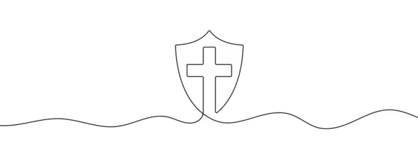 Desenho Linha Contínua Única Logotipo Igreja Uma Linha Contínua Logotipo — Vetor de Stock