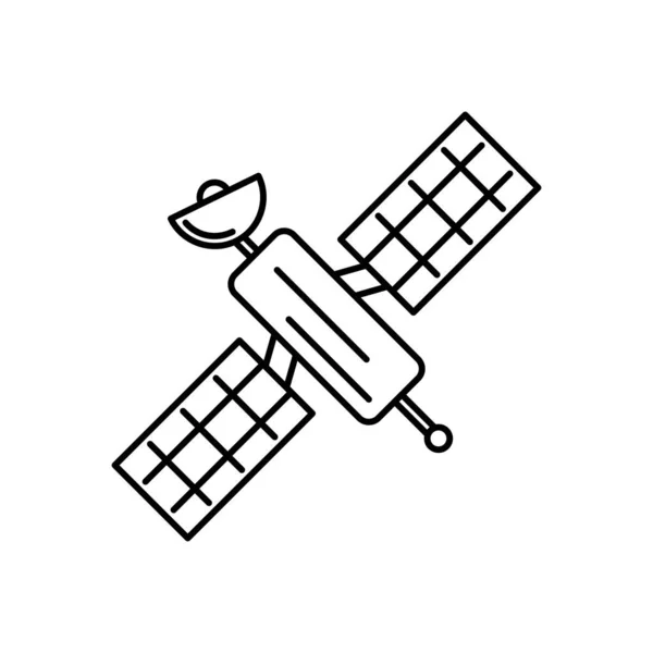 Satelliten Symbol Schwarze Ikone Des Satelliten Vektorillustration Lineare Satellitensymbole Isoliert — Stockvektor