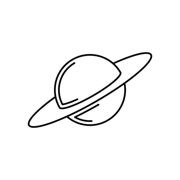惑星のアイコン 土星の黒い惑星のアイコンは孤立した ベクトルイラスト 線形土星アイコン — ストックベクタ