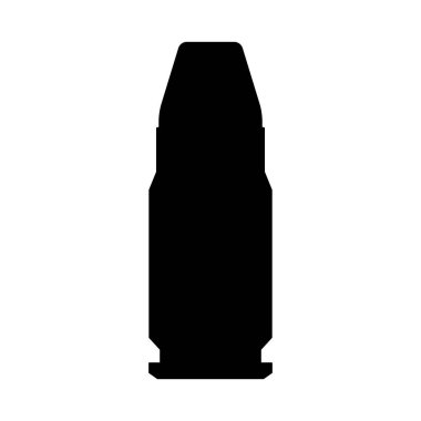 Kurşun ikonu izole edildi. Kartuş işareti. Askeri mühimmat. Mermi ya da patron silueti. Vektör illüstrasyonu.