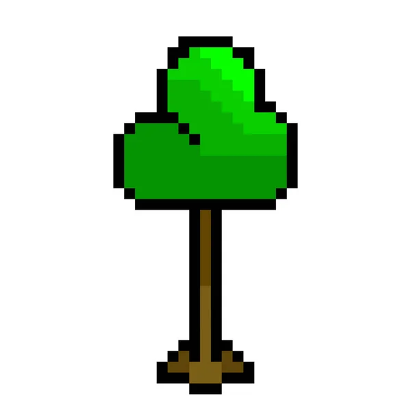 Pixelerad Trädikon Gulligt Träd Isolerat Vektorillustration Grönt Pixelträd — Stock vektor
