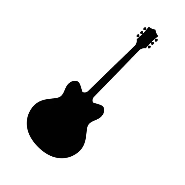 Icono Bajo Eléctrico Guitarra Silueta Negra Guitarra Icono Instrumento Musical — Vector de stock