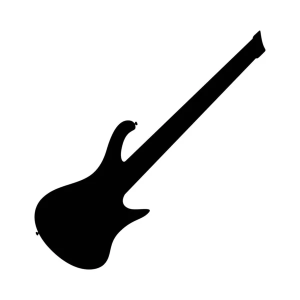 Icono Bajo Eléctrico Guitarra Silueta Negra Guitarra Icono Instrumento Musical — Archivo Imágenes Vectoriales