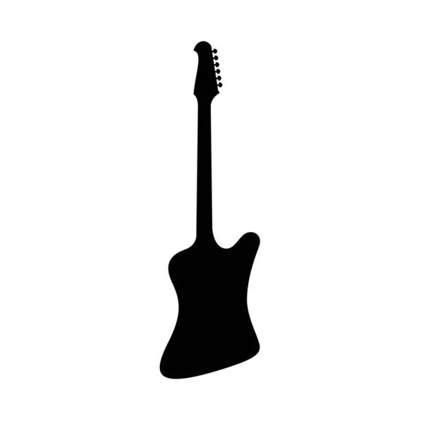 Bass Ikone Schwarze Silhouette Der Gitarre Musikinstrument Ikone Isoliert Vektorillustration — Stockvektor