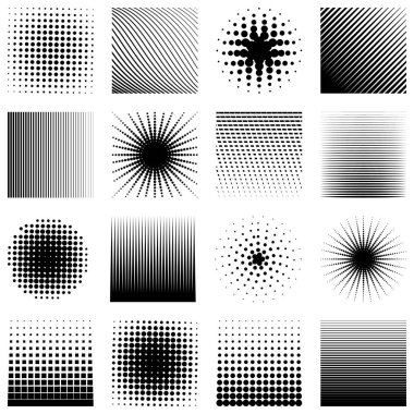 Yarım ton etkisi tasarım elementleri. Tasarımınız için soyut geometrik elementler seti. Vektör çizimi. Soyut arkaplan
