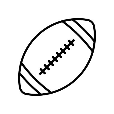 Amerikan futbol topu ikonu. Rugby topu izole edilmiş bir ikon. Doğrusal futbol sembolü. Siyah vektör illüstrasyonu.
