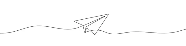Continuous Line Drawing Paper Plane Airplane Linear Icon One Line — 스톡 벡터