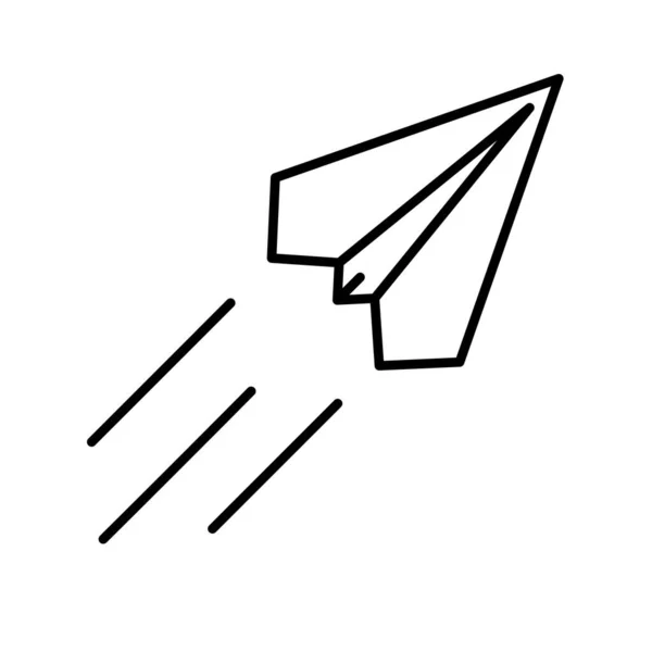 Ikona Papírového Letadla Lineární Ikona Letadla Černý Papírový Nápis Letadla — Stockový vektor
