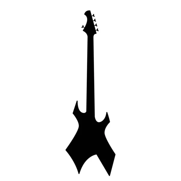 Bass Ikone Schwarze Silhouette Der Gitarre Musikinstrument Ikone Isoliert Vektorillustration — Stockvektor