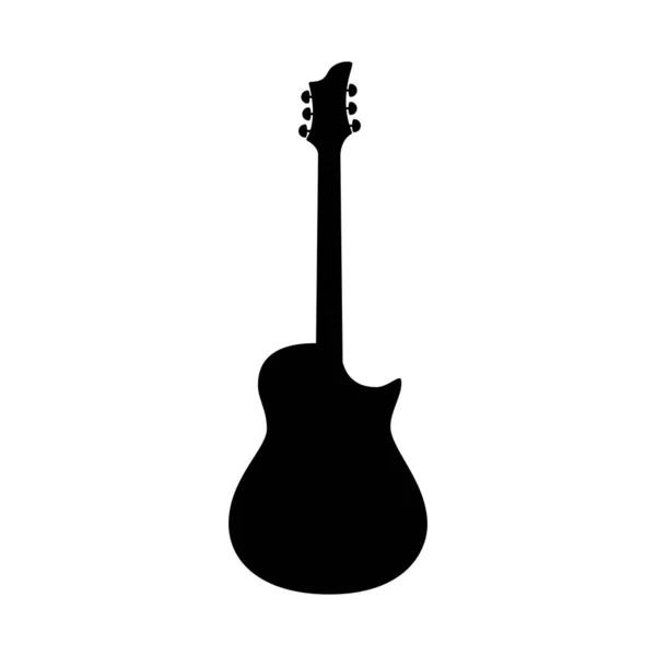 Ikon Gitar Bass Listrik Hitam Siluet Gitar Ikon Instrumen Musik - Stok Vektor