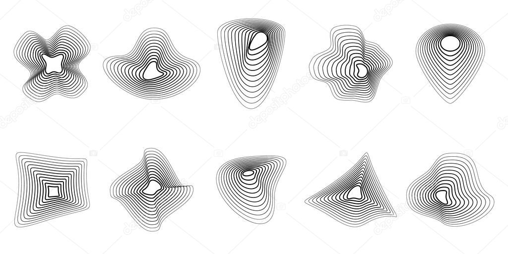 Abstract design elements. Set of linear elements for you design. Vector illustration. Abstract geometric background. Circular striped element