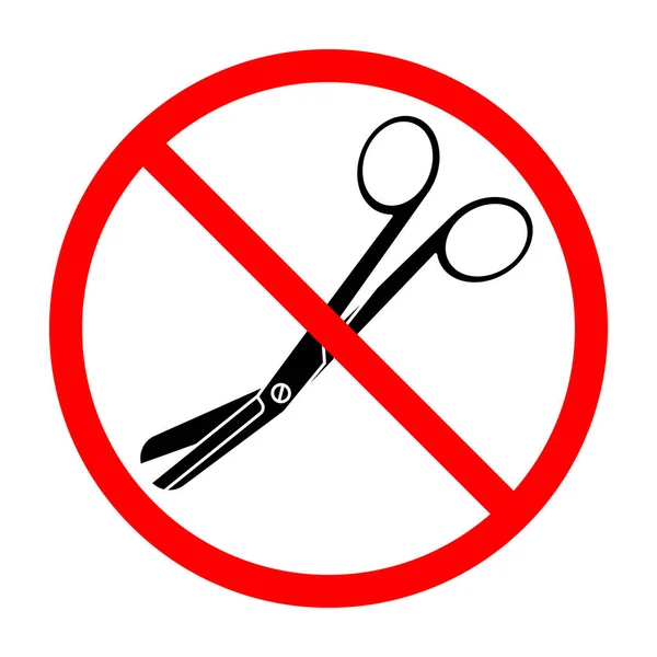 Scissors Ban Sign Scissors Prohibition Sign Scissors Sign Vector Illustration — Archivo Imágenes Vectoriales