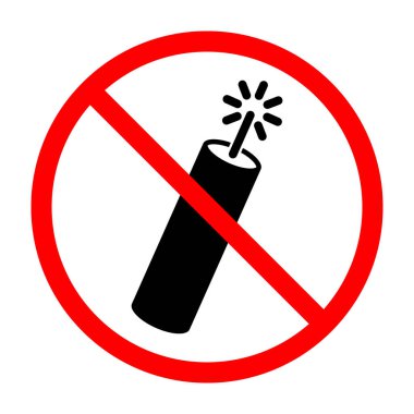 Dynamite prohibition sign. Firecrackers ban sign. No explosion sign. Vector illustration.
