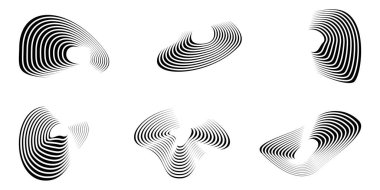 Soyut tasarım elementleri. Dizayn için doğrusal elementler kümesi. Vektör çizimi. Soyut geometrik arkaplan. Dairesel çizgili öge
