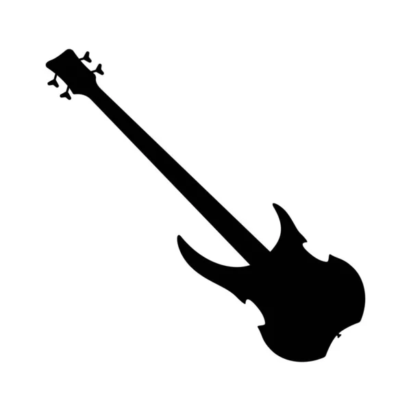 Bass Ikone Schwarze Silhouette Der Gitarre Musikinstrument Ikone Isoliert Vektorillustration — Stockvektor