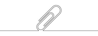 Linear background of paper clip. One continuous line drawing of a paper clip. Vector illustration. Paper clip icon isolated