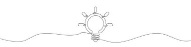 Linear background of light bulb. One continuous line drawing of a light bulb sign. Vector illustration. Linear light bulb icon isolated
