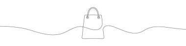 Linear background of shopping bag icon. One continuous line drawing of a shopping bag sign. Vector illustration. Linear shopping bag icon isolated