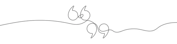 Single continuous line drawing of a quote mark. One continuous line of a quote mark drawing. Vector illustration. Quote linear design
