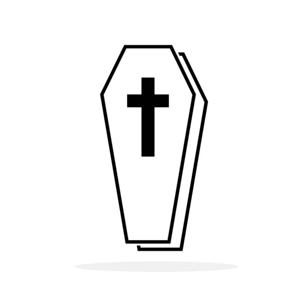 Coffin Icon Wooden Coffin Black Icon Cross Coffin Isolated Symbol — Stockvector