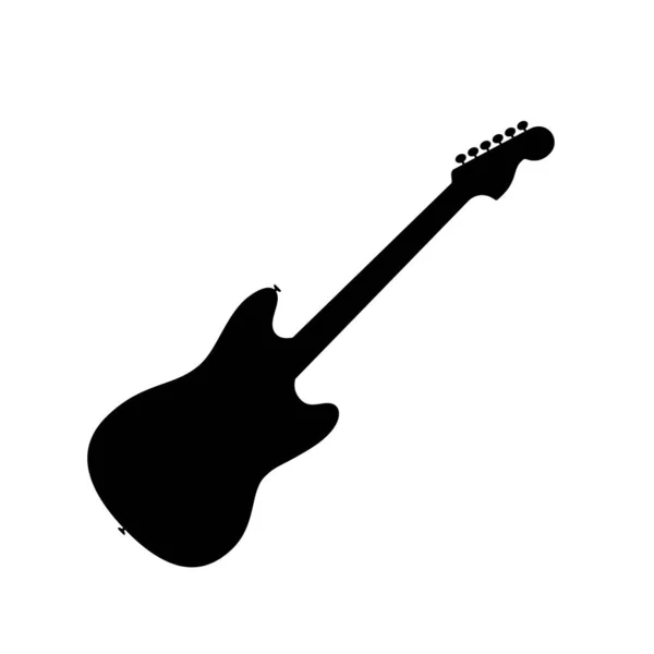 Bass Ikone Schwarze Silhouette Der Gitarre Musikinstrument Ikone Isoliert Vektorillustration — Stockvektor