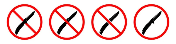 Знак Заборони Ножа Ніякого Знаку Ножа Набір Заборонених Знаків Небезпечна — стоковий вектор