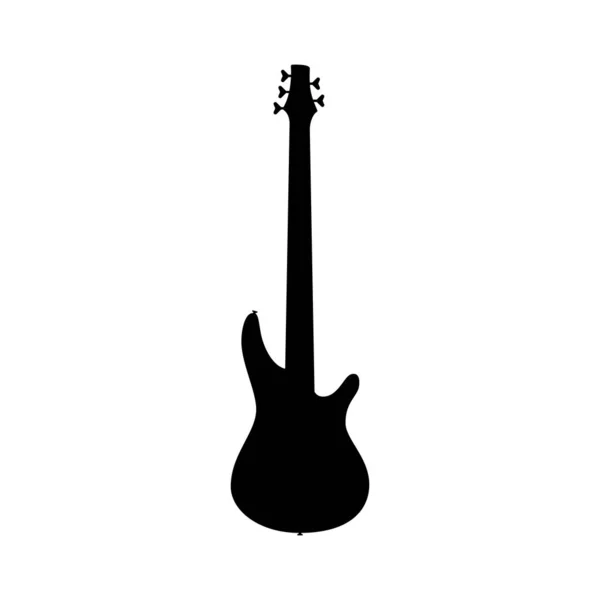 Bass Ikone Schwarze Silhouette Der Gitarre Musikinstrument Ikone Isoliert Vektorillustration — Stockvektor