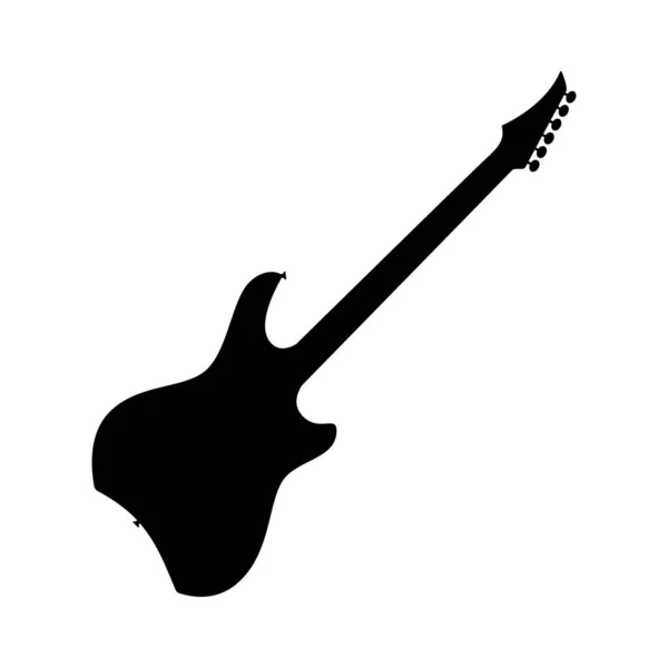 Electric Bass Guitar Icon Black Silhouette Guitar Music Instrument Icon — Stock Vector