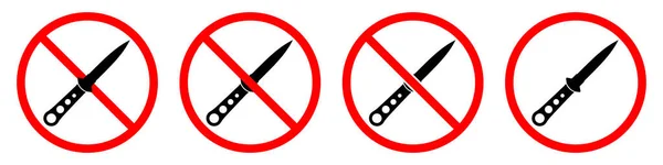 Knife Ban Sign Knife Sign Prohibition Signs Set Dangerous Weapon — Stock vektor