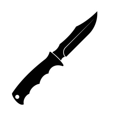 Hunting knife icon. Black knife icon isolated on white background. Vector illustration in flat design.