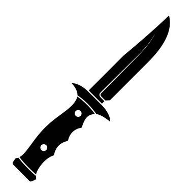 Hunting knife icon. Black knife icon isolated on white background. Vector illustration in flat design.