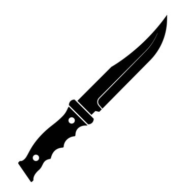 Hunting knife icon. Black knife icon isolated on white background. Vector illustration in flat design.