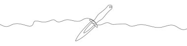 One continuous line drawing of knife. Knife linear background. Vector illustration. Knife line icon.