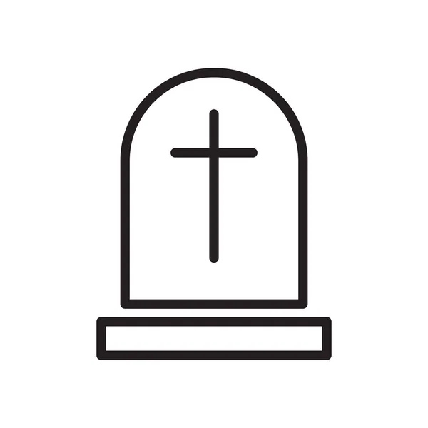 Кладбище Крестом Линейная Икона Надгробия Векторная Иллюстрация — стоковый вектор