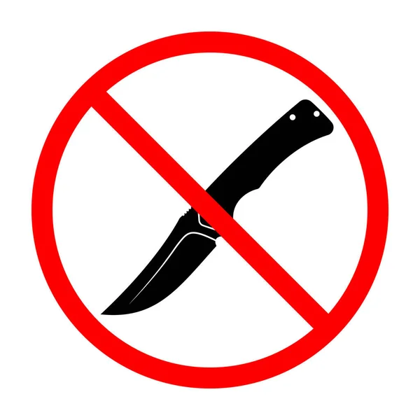 Knife Ban Sign Knife Forbidden Dangerous Weapon Red Prohibition Sign — Archivo Imágenes Vectoriales