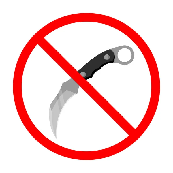 Knife Ban Sign Knife Forbidden Dangerous Weapon Red Prohibition Sign — Vetor de Stock