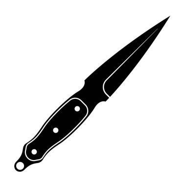 Hunting knife icon. Black knife icon isolated on white background. Vector illustration in flat design.