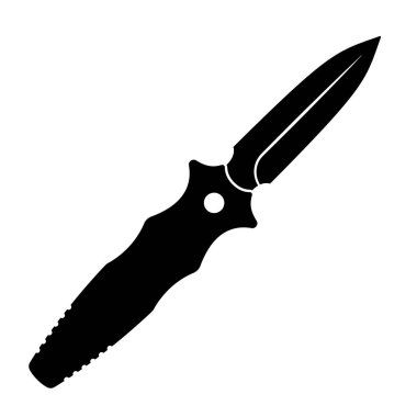 Jackknife icon. Black folding knife icon isolated on white background. Vector illustration in flat design.