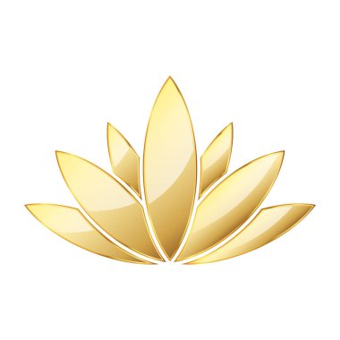 Gold lotus icon. Golden logo design element. Vector illustration. Lotus flower icon