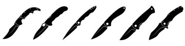 Jackknife black icon. Folding knife icon set on white background. Vector illustration.