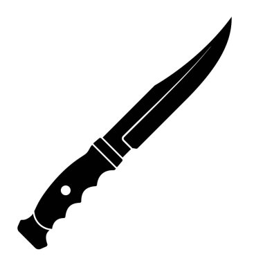 Hunting knife icon. Black knife icon isolated on white background. Vector illustration in flat design.