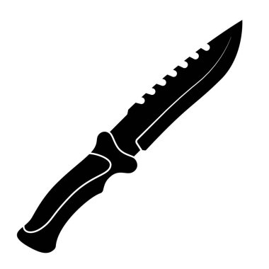Hunting knife icon. Black knife icon isolated on white background. Vector illustration in flat design.
