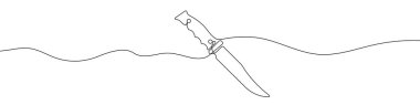 One continuous line drawing of knife. Knife linear background. Vector illustration. Knife line icon.