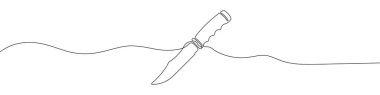 One continuous line drawing of knife. Knife linear background. Vector illustration. Knife line icon.